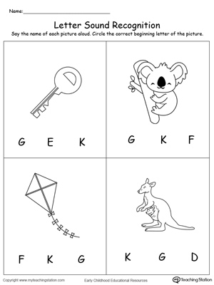 recognize the sound of the letter k myteachingstationcom