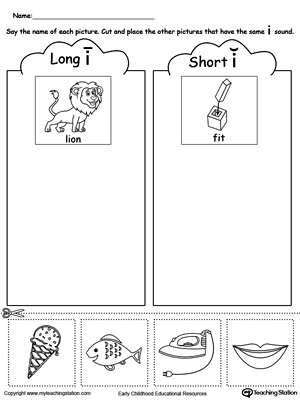 Short and Long Vowel I Picture Sorting