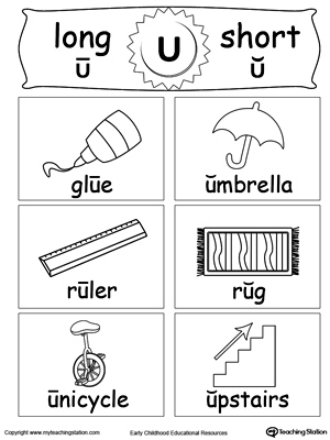 Short and Long Vowel Flashcards: U