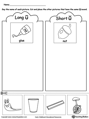 Short and Long Vowel U Picture Sorting