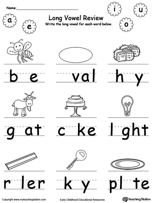 Long Vowel Review. Write Missing Vowel Part II.