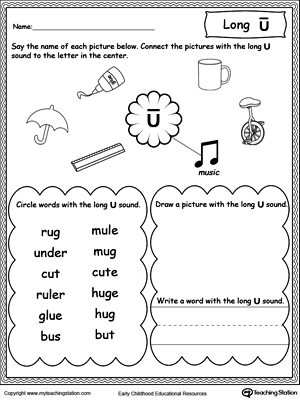 free long u sound worksheet myteachingstation com