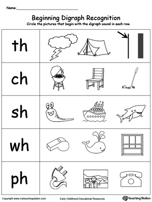 match pictures with beginning digraph sound