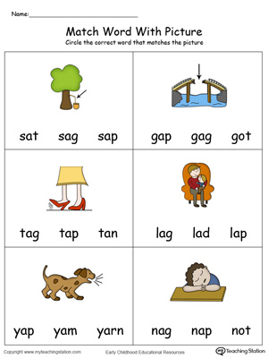 Match Word with Picture: AP Words in Color. Identifying words ending in  –AP by matching the words with each picture.