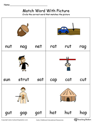 Match Word with Picture: UT Words in Color