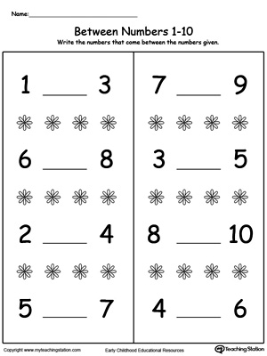 Number in Between 10 Through 20 Worksheet | MyTeachingStation.com