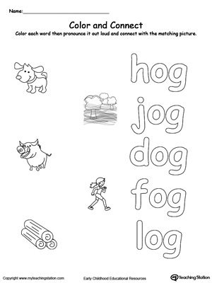 Practice coloring and fine motor skills in this OG Word Family printable worksheet.