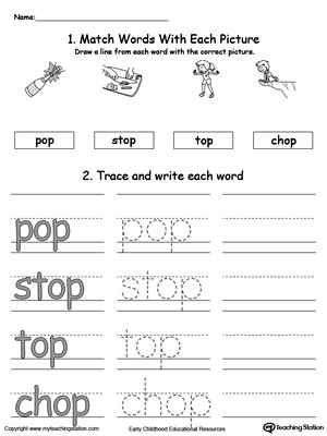 OP Word Family Connect, Trace and Write