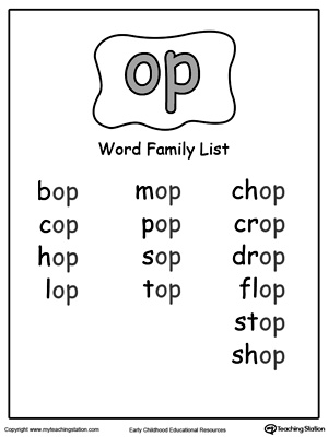 Op Word Family List Myteachingstation Com