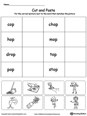 Learn word definition and spelling with this OP Word Family Match Picture with Word worksheet.