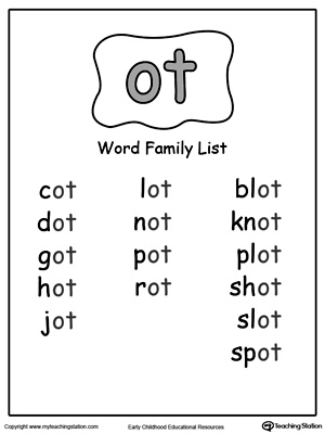 ED Word Family List | MyTeachingStation.com