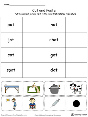 OT Word Family Match Picture with Word in Color