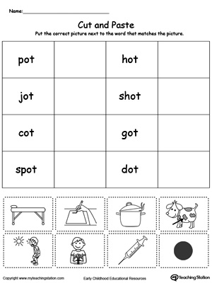 Learn word definition and spelling with this OT Word Family Match Picture with Word worksheet.