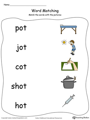 OT Word Family Picture and Word Match in Color