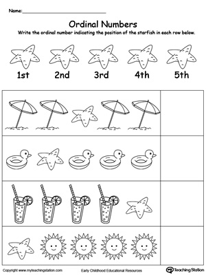 Starfish Position Ordinal Numbers