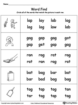 AG Word Family Workbook for Kindergarten | MyTeachingStation.com