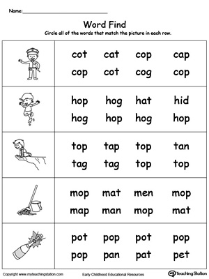Picture Word Find: OP Words