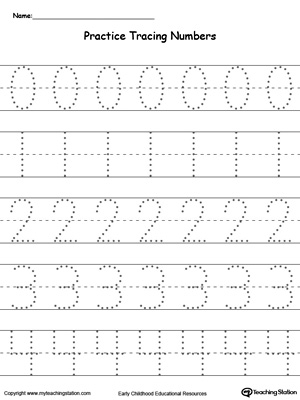 Practice Tracing Numbers 0-4 | MyTeachingStation.com