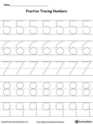 Practice Tracing Numbers 5-9