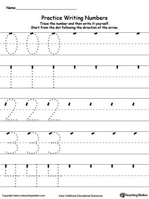 Practice Writing Numbers 0-4