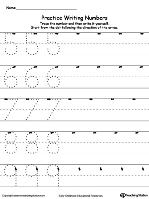 Early Childhood Writing Numbers Worksheets | MyTeachingStation.com