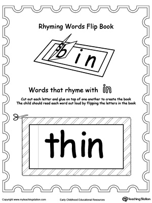 Printable Rhyming Words Flip Book IN