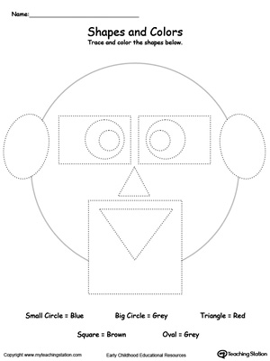 Practice fine motor skills while learning shapes with this Trace Shapes to Make a Face printable worksheet.