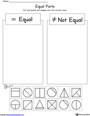 free shape equal parts worksheet myteachingstation com