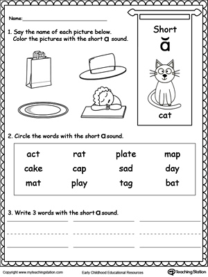 Short A Sound Worksheet Myteachingstation Com