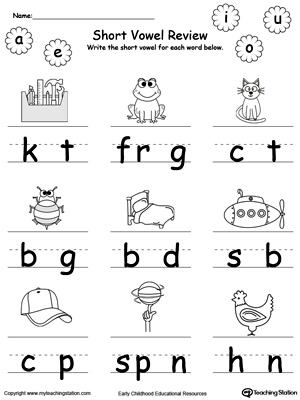 Short Vowel Review Write Missing Vowel I - Vowels Worksheets For Kindergarten