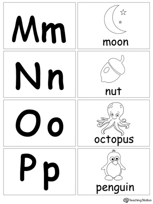 Small Printable Alphabet Flash Cards For Letters M N O P Myteachingstation Com