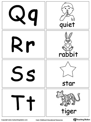 Small Printable Alphabet Flash Cards for Letters Q R S T