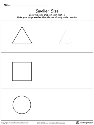 Modèle Big Small Size Worksheet for Kindergarten