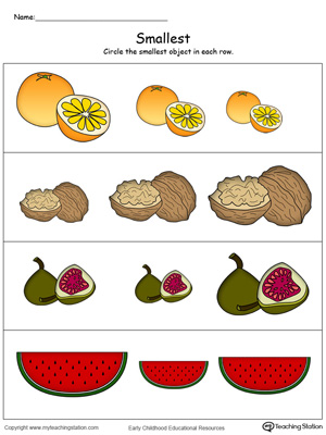 circle the small fruits, Find Big or Small worksheet for kids