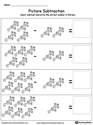 Preschool Subtraction Printable Worksheets | MyTeachingStation.com