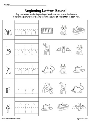 Trace and Match Beginning Letter Sound: AT Words