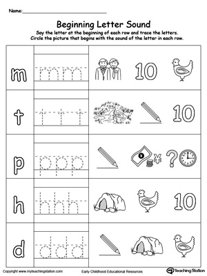 Trace and match the sounds and letters at the beginning of words with this Trace and Match EN Word Family worksheet.