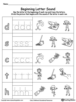 Trace and Match Beginning Letter Sound: OP Words