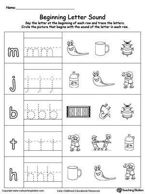 Trace and match the sounds and letters at the beginning of words with this Trace and Match UG Word Family worksheet.