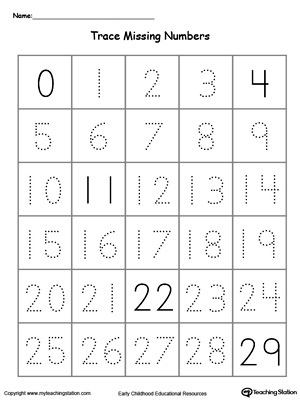 Trace and Write Missing Numbers 6 Through 20 | MyTeachingStation.com