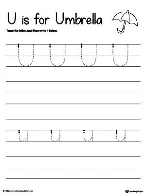 traceable letter u worksheet