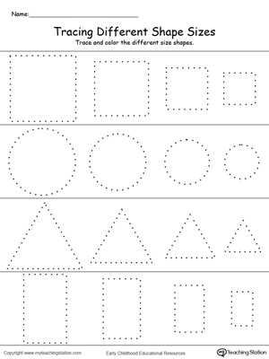 FREE* Tracing Different Shape Sizes: Square, Circle, Triangle and Rectangle  | MyTeachingStation.com