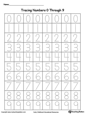 Tracing Numbers 0 Through 9 | MyTeachingStation.com