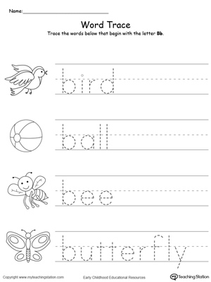 Free Words that Begin With B and Printable for Kids