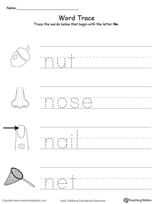 *FREE* Trace Words That Begin With Letter Sound: N | MyTeachingStation.com