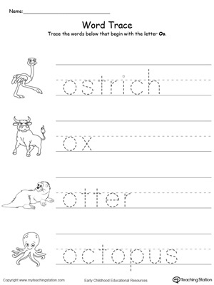 Trace Words That Begin With Letter Sound: O | MyTeachingStation.com