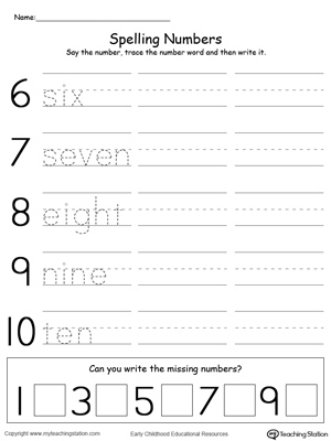 Tracing and Writing Number Words 6-10