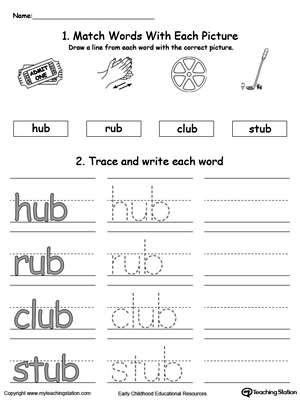 UB Word Family Connect, Trace and Write