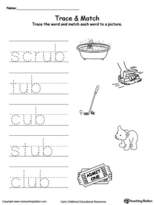 Write short words and identify sounds in this UB Word Family printable worksheet.