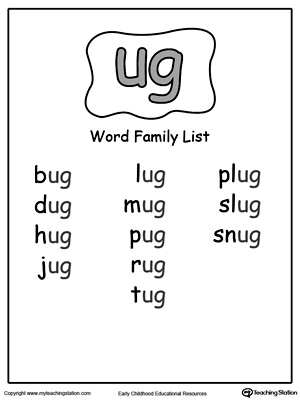 UG Word Family List | MyTeachingStation.com